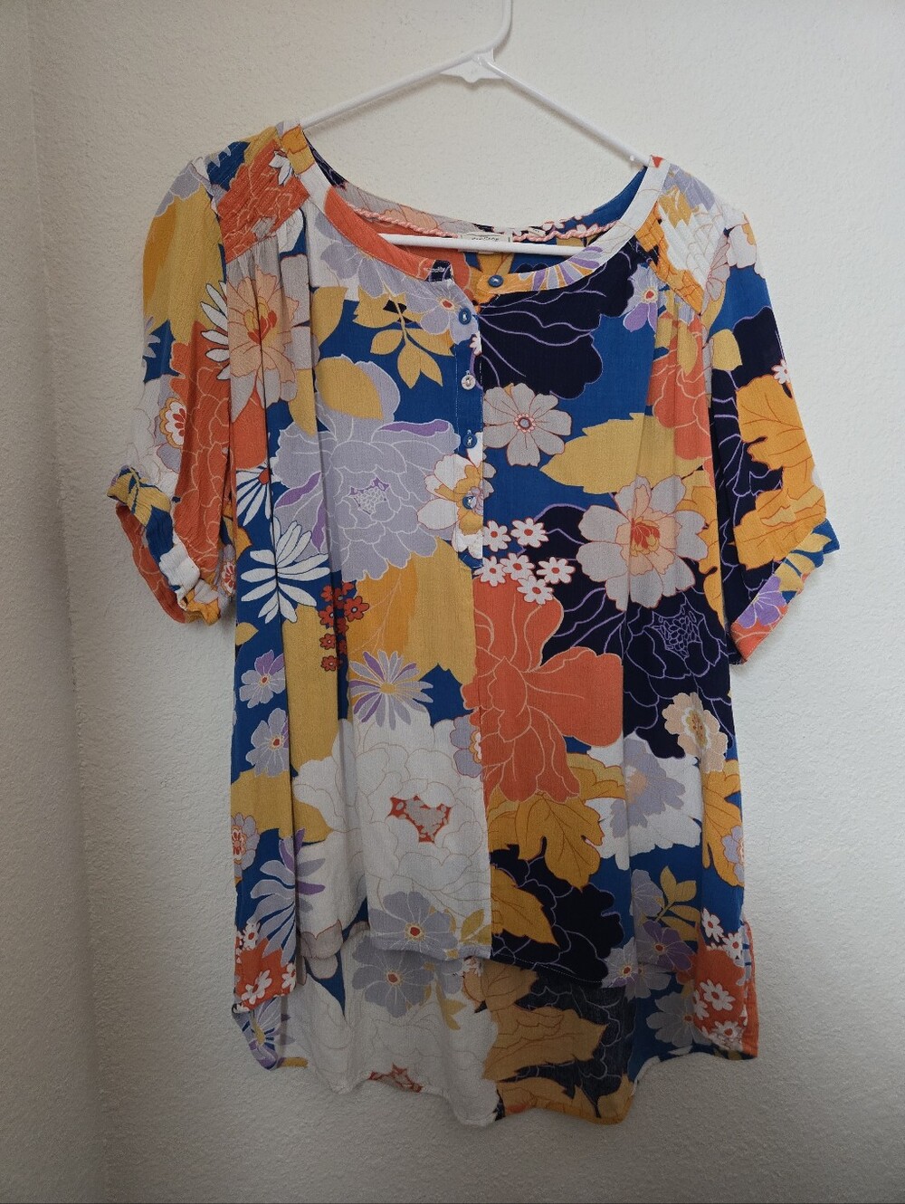 Fat Face Multicolored floral short sleeved blouse size 12